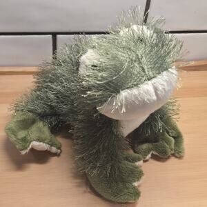 Ganz Webkinz Frog Plush Fuzzy Long Hair Green Stuffed Animal HM001‎ No Code 8”